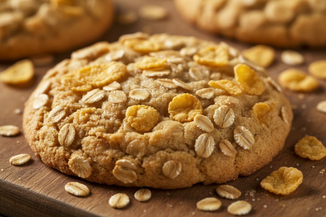 oats corn flakes top cookie